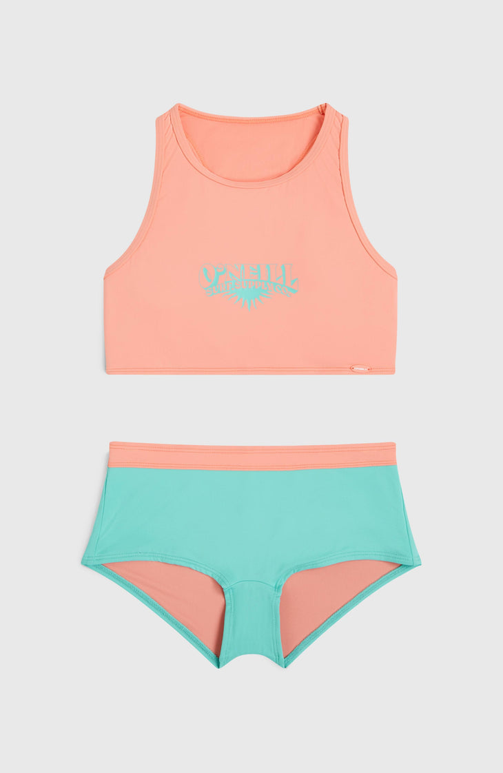 Cali Holiday Bikini-Set | Coral Pink Colour Block