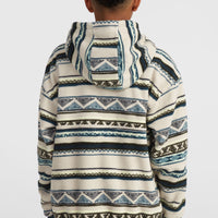 Superfleece Hoodie mit Halbreißverschluss | Grey Ikat Stripe