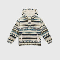 Superfleece Hoodie mit Halbreißverschluss | Grey Ikat Stripe