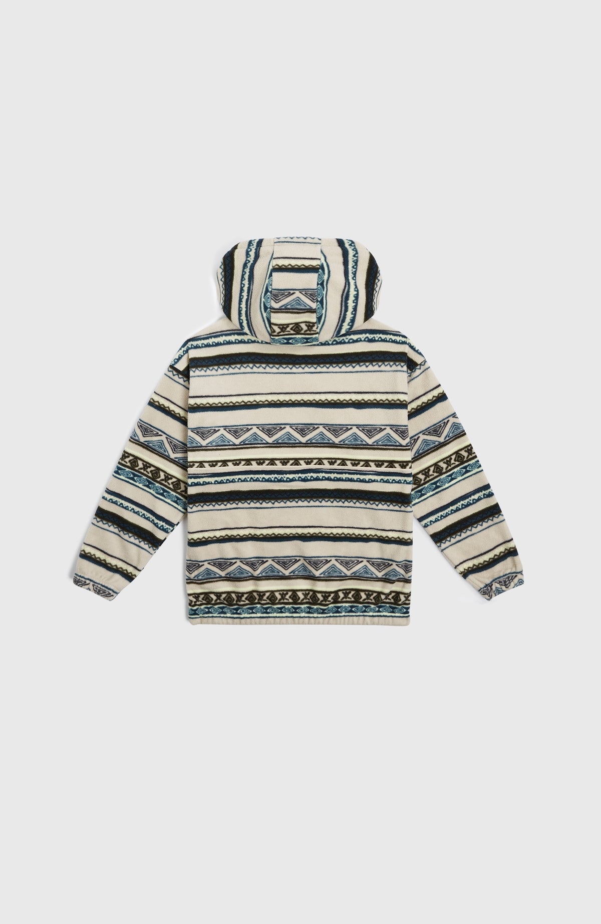 Superfleece Hoodie mit Halbreißverschluss | Grey Ikat Stripe
