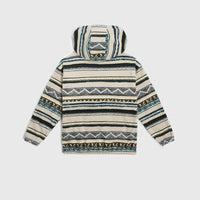 Superfleece Hoodie mit Halbreißverschluss | Grey Ikat Stripe