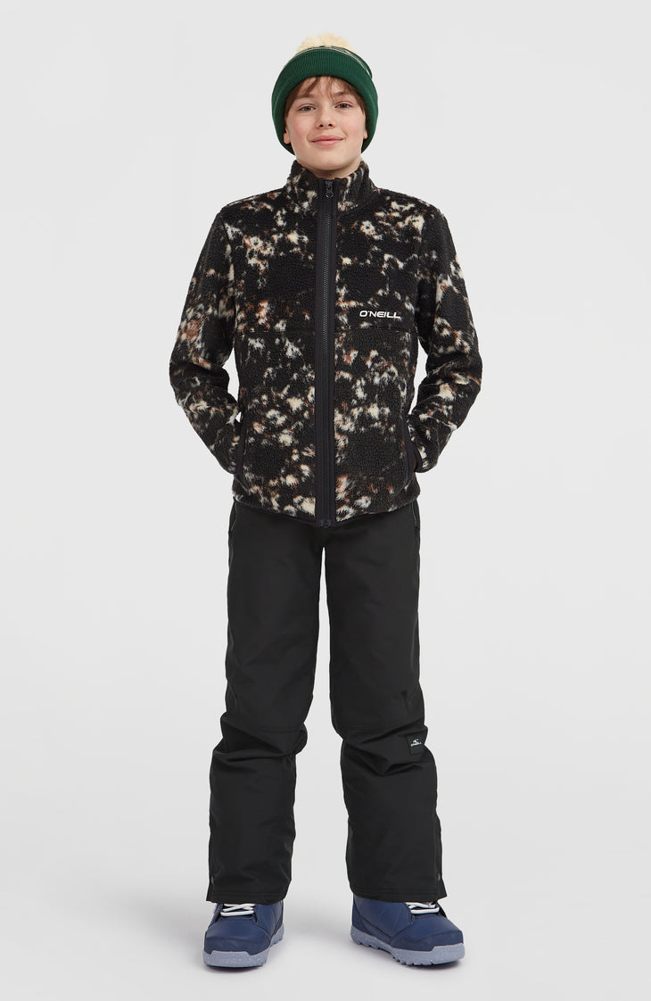 Flauschige Fleecejacke mit Reißverschluss | Black/Beige Quarry