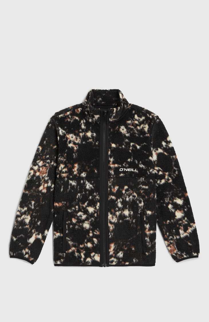 Flauschige Fleecejacke mit Reißverschluss | Black/Beige Quarry