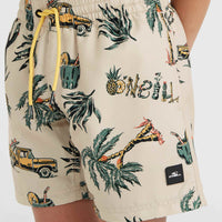 Mix and Match Cali Print 13'' Badehose | Beige Venice Beach