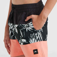 Mix and Match Cali Block 13'' Badehose | Black/White Tonal Tropicana