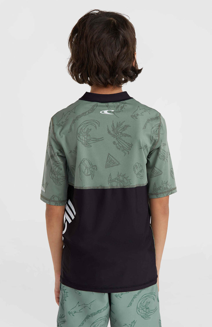 Mix and Match Crazy Shortsleeve-Schwimmshirt | Green Vintage Surfer