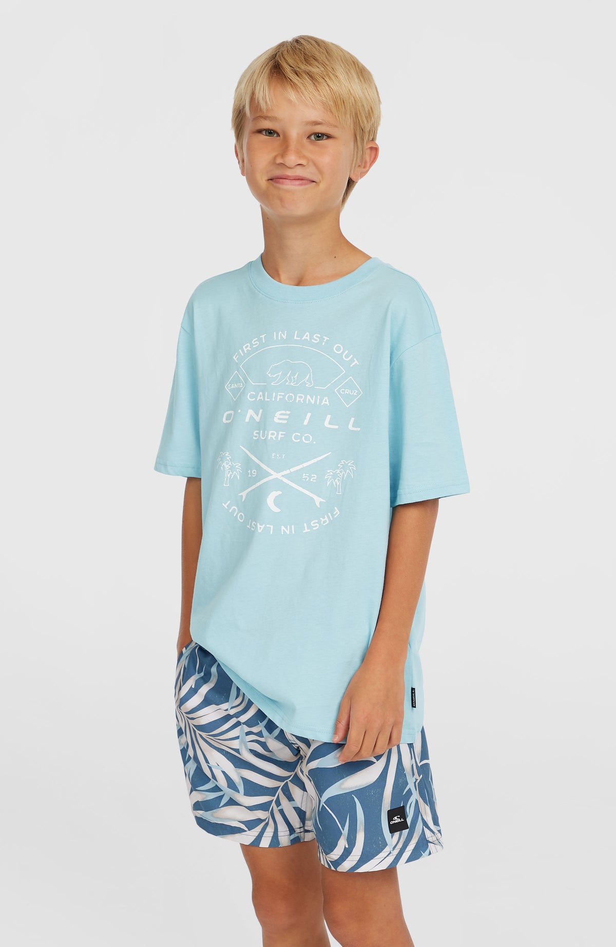 Cali 14'' Badehose | Blue Dipped Leaves