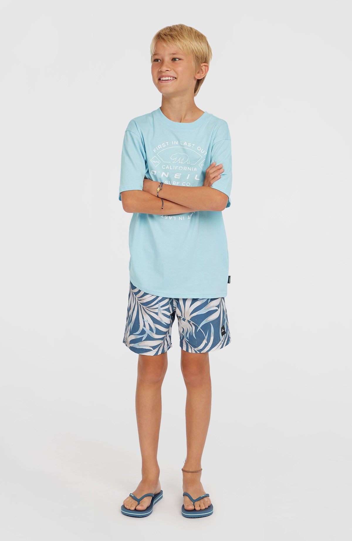Cali 14'' Badehose | Blue Dipped Leaves