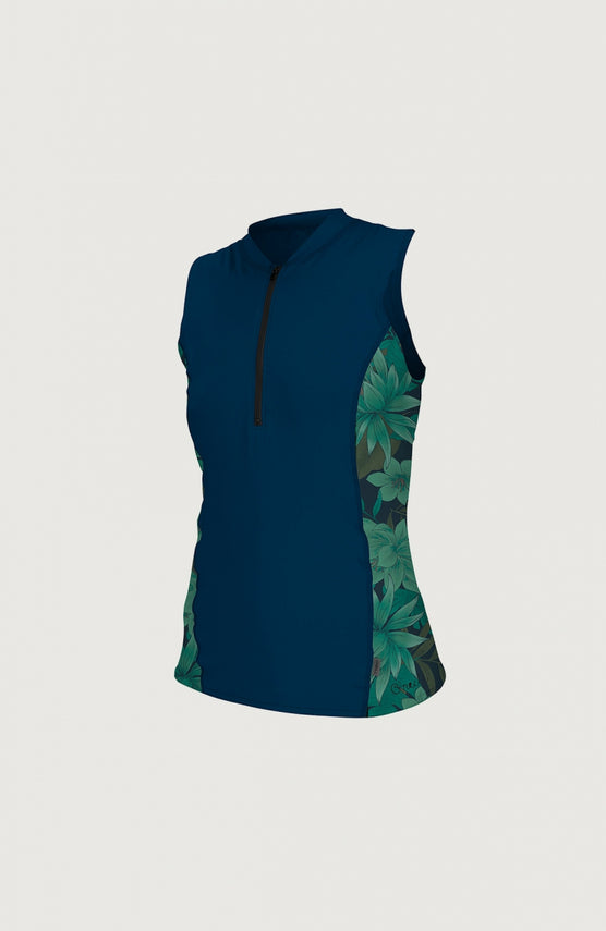 Skins Front-Zip Cap Sleeve UV Shirt | Dark Blue