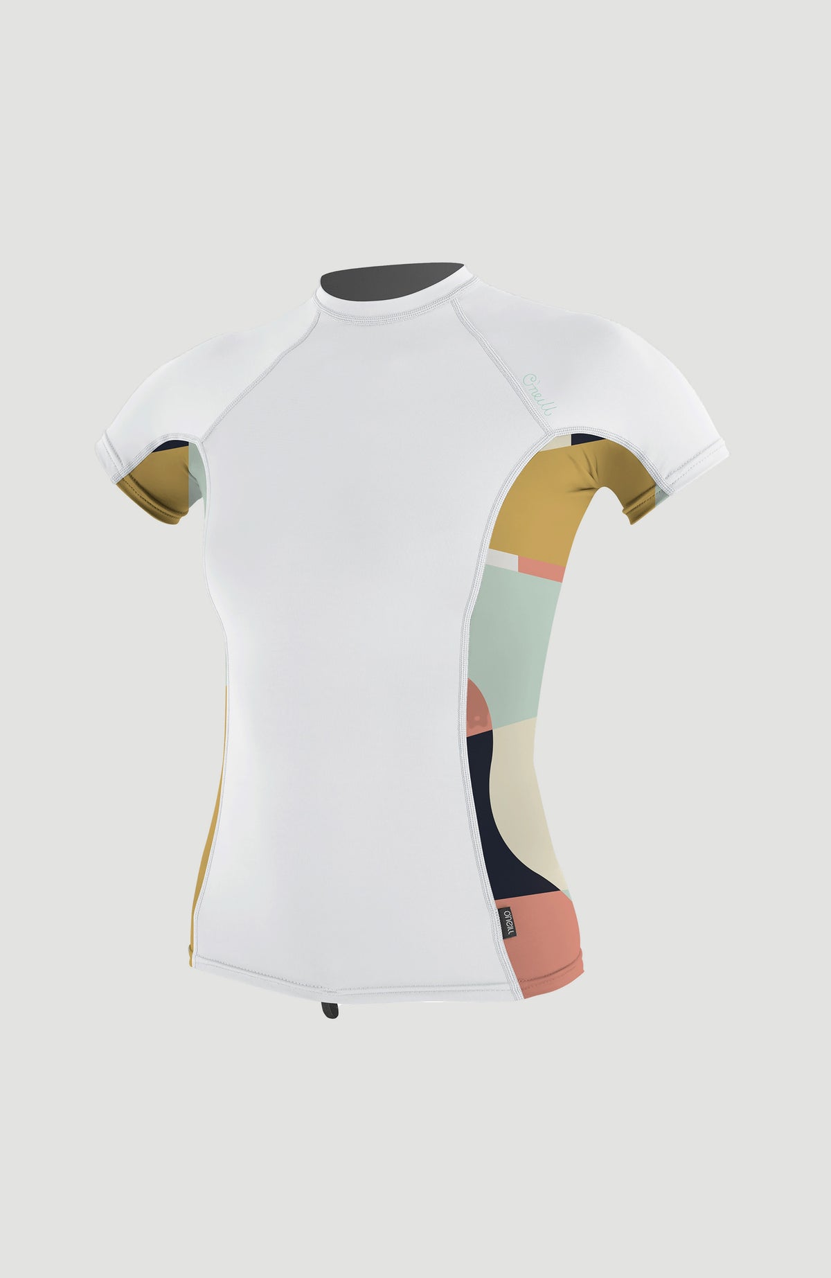 Side Print Short Sleeve Rash Guard | WHITE/JASMINE