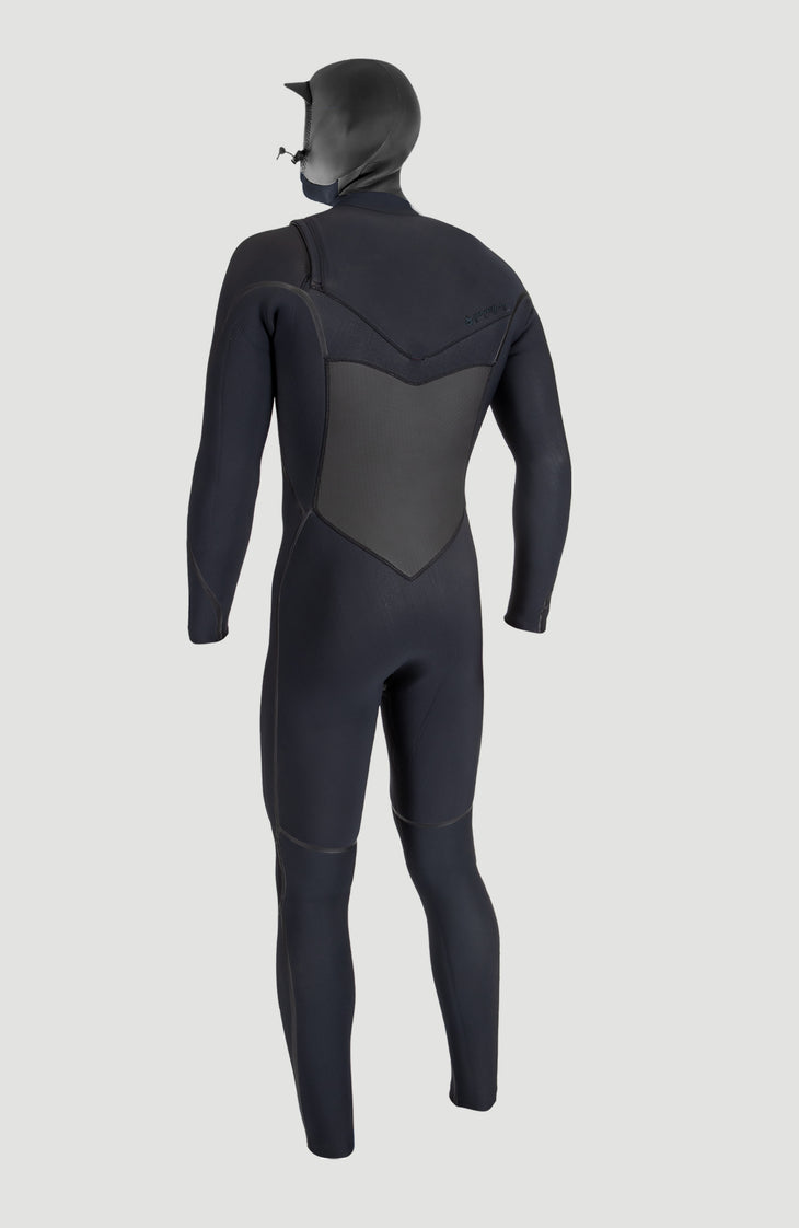 Psycho Tech 6/4mm Chest Zip Full Wetsuit mit Haube | BLACK/BLACK