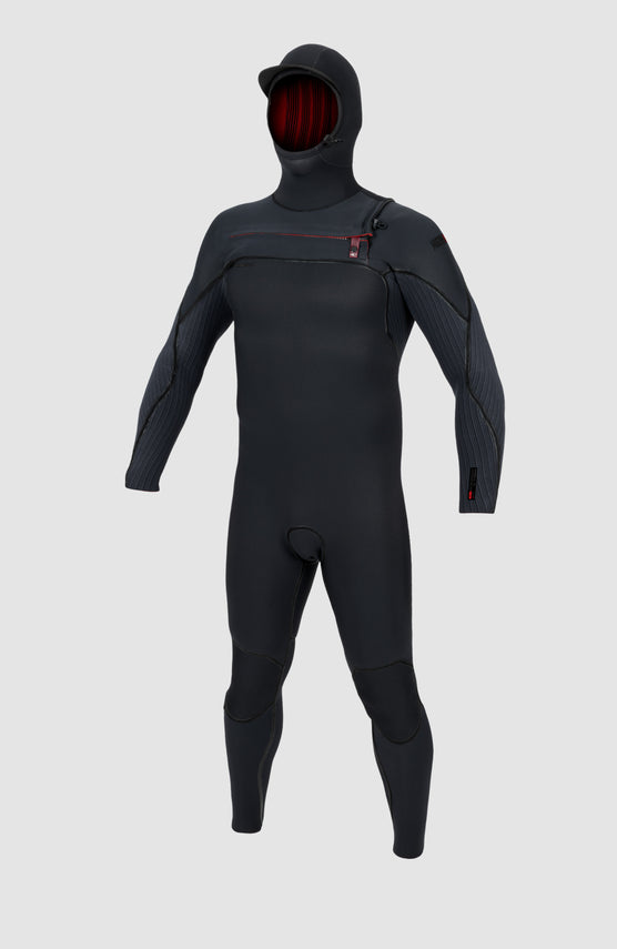 Hyperfreak Fire 5/4+ Chest Zip Wetsuit with Hood | BLACK/BLACK