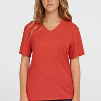 Essentials T-Shirt mit V-Ausschnitt | Sunrise Red