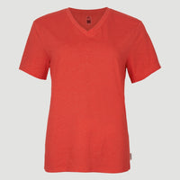 Essentials T-Shirt mit V-Ausschnitt | Sunrise Red